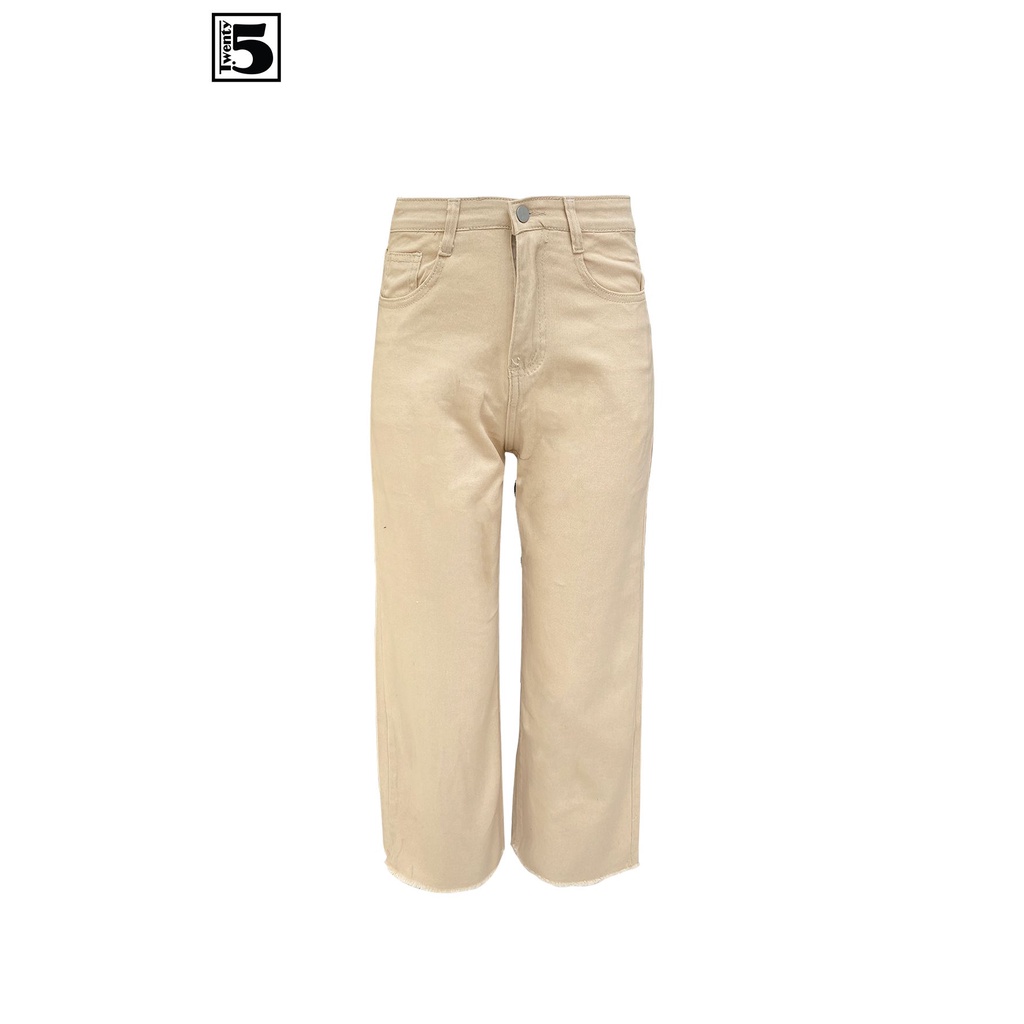 Quần kaki nữ mỏng, dáng suông lửng, gấu tua rua Twentyfive 3766