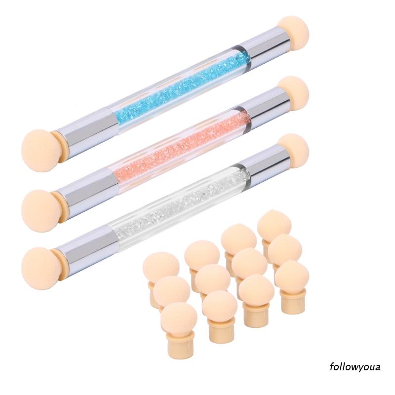 (Hàng Mới Về) Bộ Cọ Vẽ Móng Tay + 4 Đầu Mút Xốp Màu Gradient