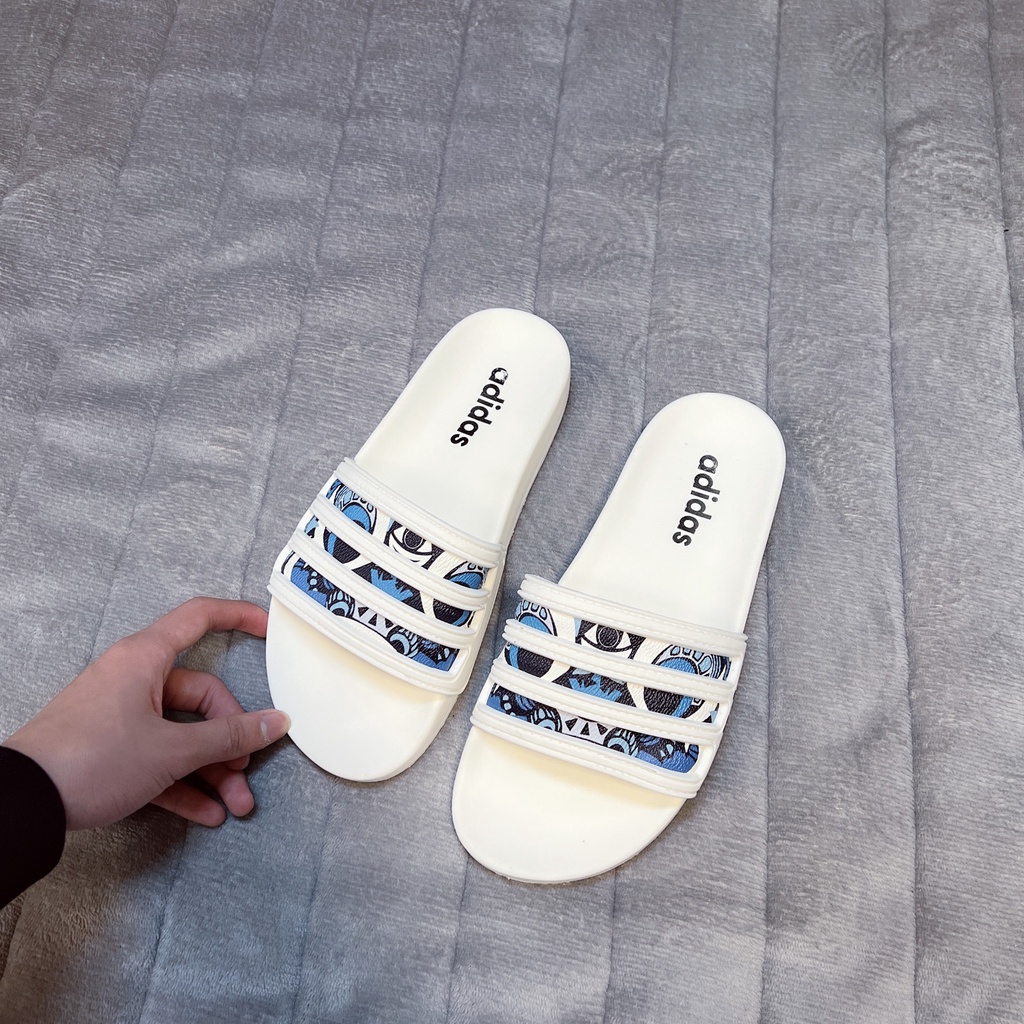 FREE SHIP Dép A.D.I.D.A.S 3 sọc họa tiết mắt kì lân xanh đế kép 2 lớp chống trơn chống trượt