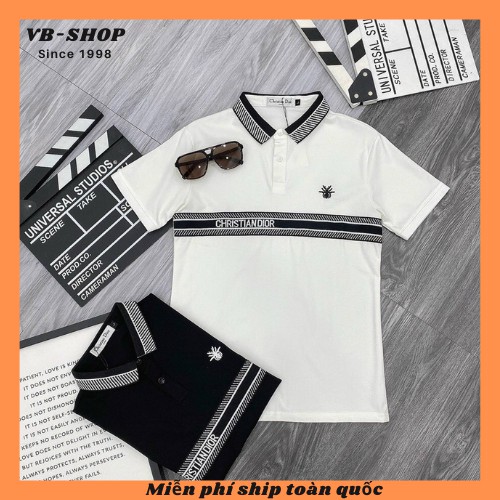 Áo thun nam ngắn tay cổ polo in chữ hiệu sang trọng, vải cotton dày dặn co giãn chuẩn VB-SHOP