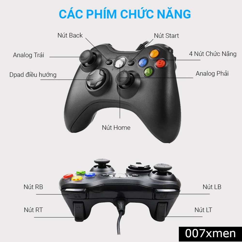 FreeShip 🔥 Tay cầm Chơi Game Microsoft Xbox 360 Full box Có Rung - Tay Cầm Có Dây Dùng Cho PC, Laptop chơi full skill | BigBuy360 - bigbuy360.vn