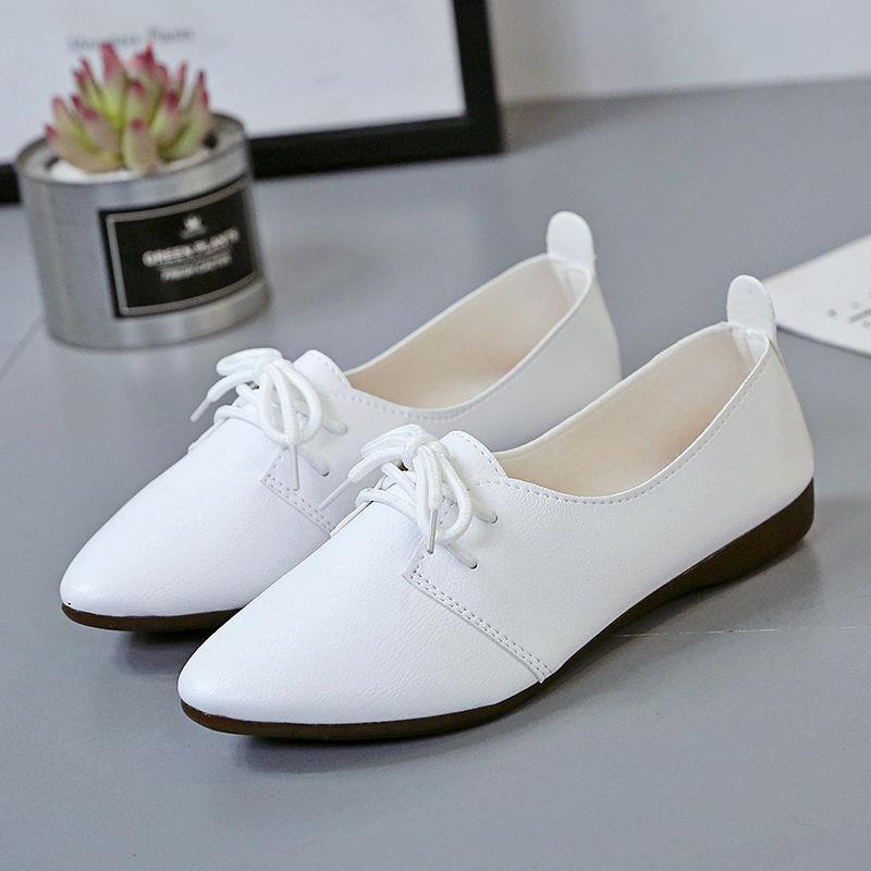 Giày Thể Thao Trắng Cột Dây Đế Bằng size 33 size 34 42 Cho Nữ