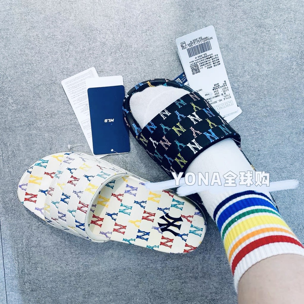 (HÀNG XUẤT XỊN) Dép M//L//B N//Y Monogram Rainbow White 2021 Size:36 37 38 39