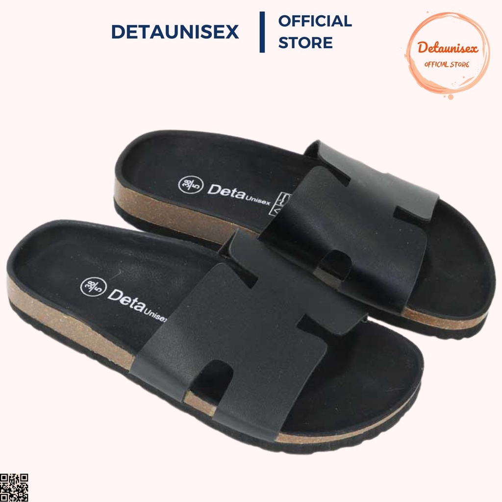 Dép Chữ H Đen Đế Xuồng Nam Nữ Chất Liệu Đế Trấu Detaunisex Mã DETA14F