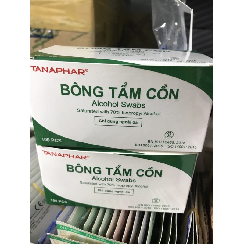 Bông tẩm cồn tiệt trùng (cồn khô) (Hộp 100 cái)