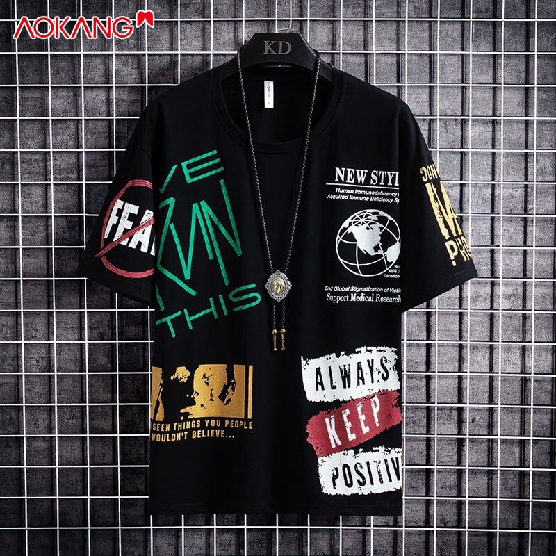 Áo thun AOKANG tay ngắn cổ tròn thời trang mùa hè phong cách Hàn Quốc mới dành cho nam