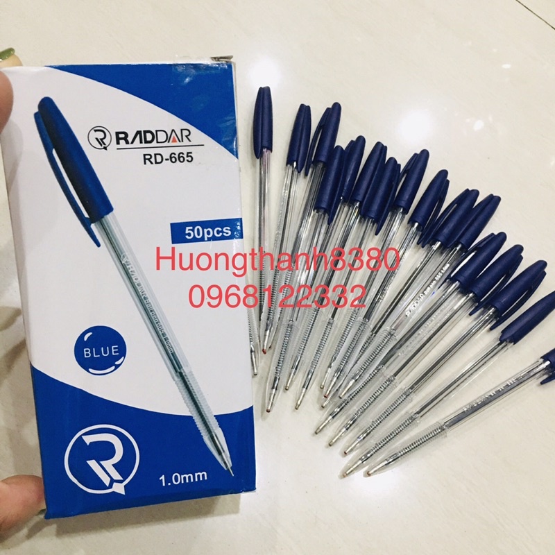 Hộp 50 Chiếc Bút Bi RD 665 Xoay Mực Xanh Nét 1.0mm Hàng Loại 1(01 hộp)