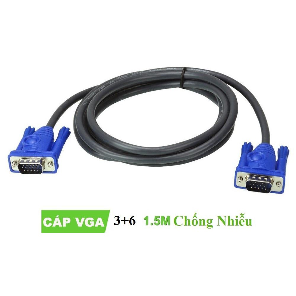 Dây tín hiệu màn hình cổng VGA Tròn xanh đen 1.5m