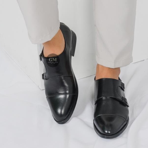 Giày lười tây nam da bò thật bảo hành 1 năm kiểu dáng Double Monkstrap - Mã T163