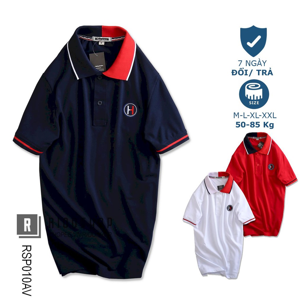 Áo polo nam cá sấu, áo thun có cổ cá sấu 4 chiều cộc tay đẹp cổ 2 màu MEN H RSP010AV có size xxl Riooshop
