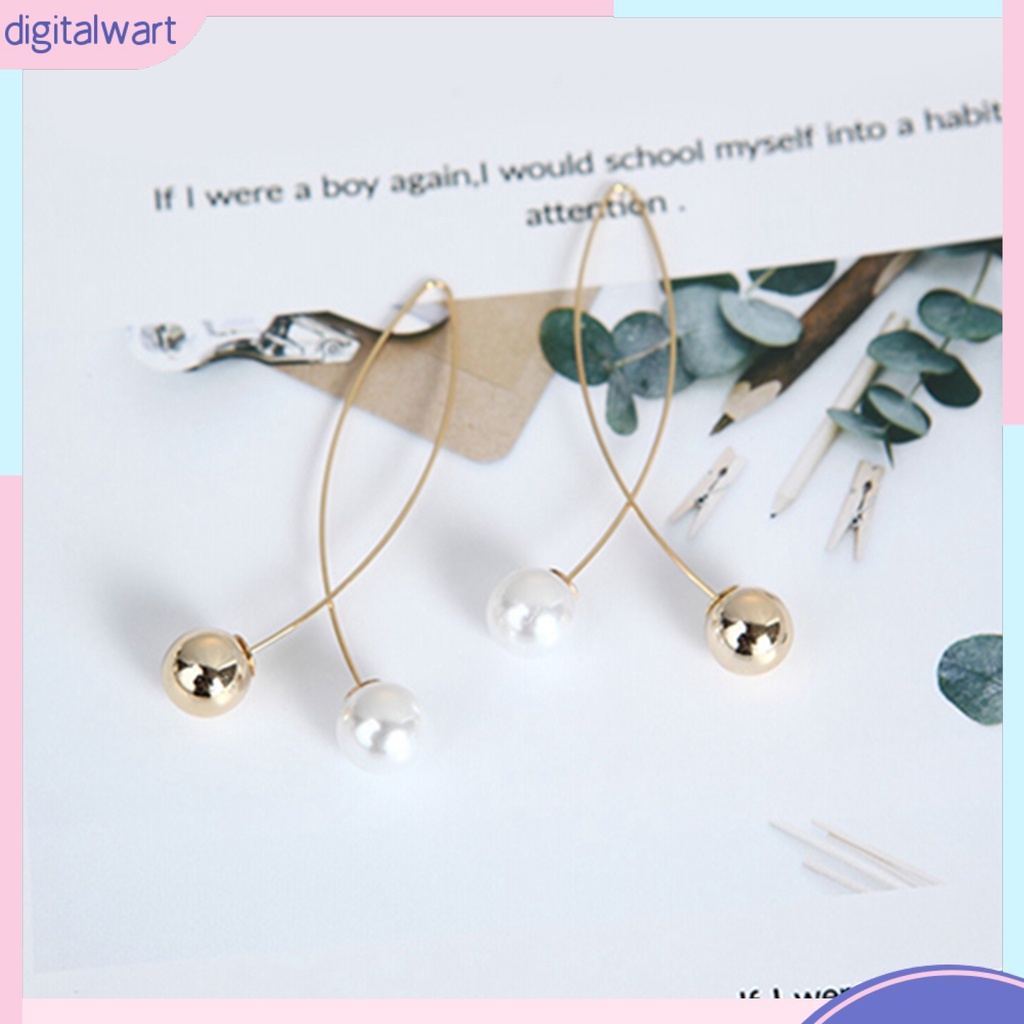 Đôi bông tai dáng dài đính ngọc trai kiểu dáng đơn giản, thời trang cho nữ