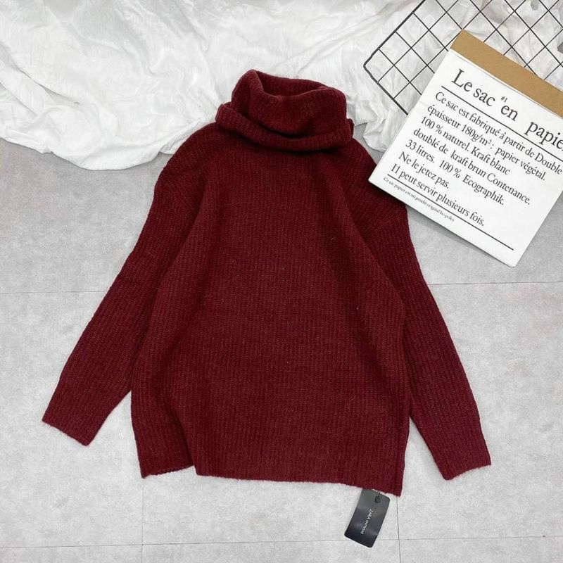 Áo len cổ lọ đỏ đô Z.R hàng QCL1