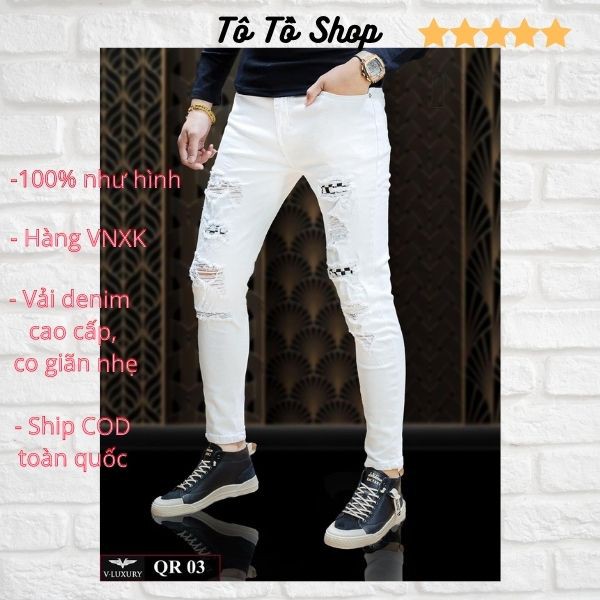 Quần Jean Nam Đẹp ❤️FREESHIP❤️ Quần Bò Nam Rách Gối Chất Liệu Denim Cao Cấp Thời Trang Chuẩn Hàng Shop Tô Tồ Shop -QJN45