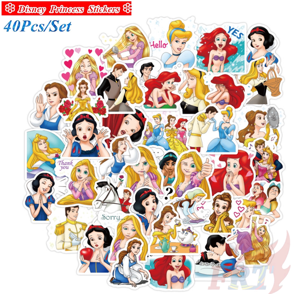 ❉ Bộ 02 Miếng Dán Trang Trí Hình Công Chúa Disney 02 ❉ Set 40 Sticker Dán Trang Trí Nhật Ký, Sổ Tay, Ván Trượt