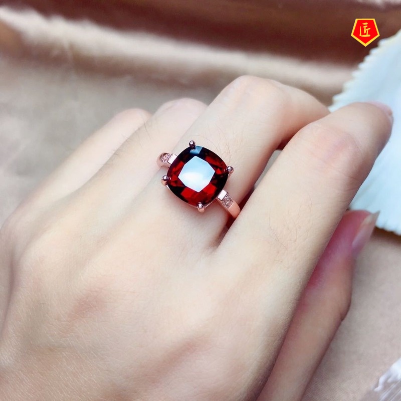 Nhẫn nữ Moissanite đính đá Garnet