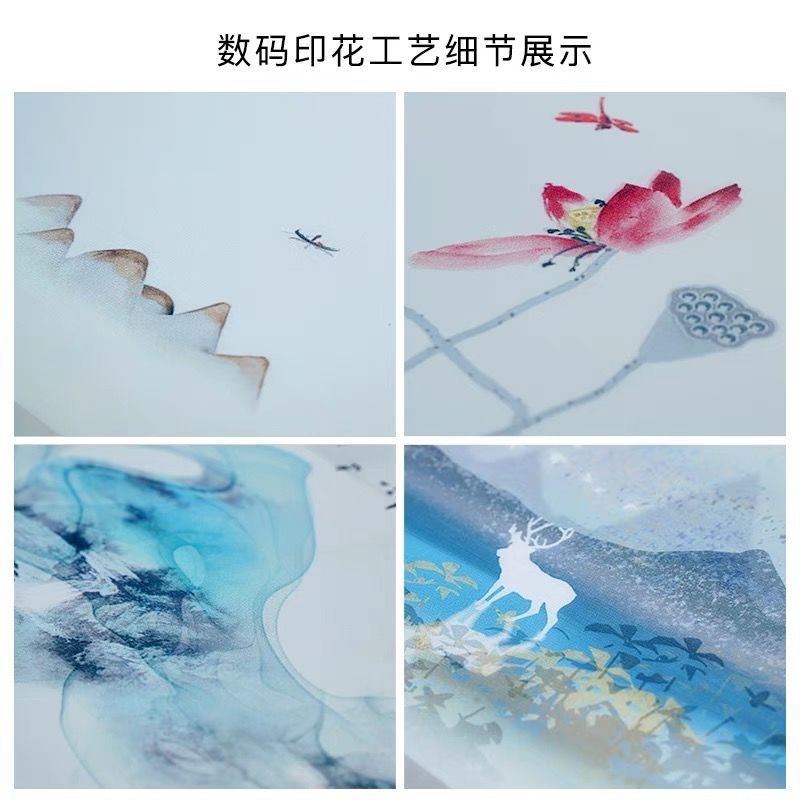 Rèm Cửa Vải Tuyn Màu Trắng Họa Tiết Phong Cảnh Phong Cách Trung Hoa Mới Cho Phòng Khách/Phòng Ngủ