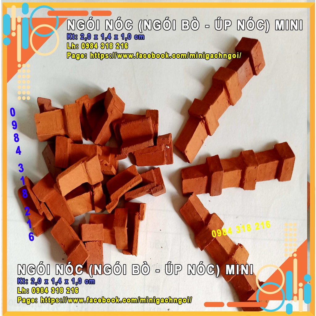 Gạch Mini, Ngói nóc Mini, Ngói bò mini, ngói úp nóc mini (set 30 viên), xây nhà mini, mô hình tiểu cảnh