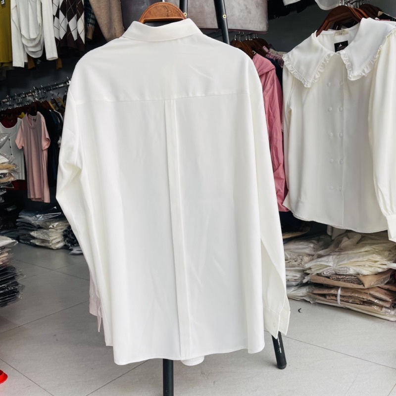 Áo Sơ Mi Nữ Form Rộng Ly Sau Chất Vải Trượt Cao Cấp Mềm Mại Không Nhăn Nhàu