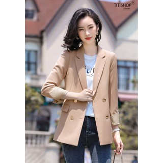 Áo vest blazer nữ titishop ann259 kem luxury