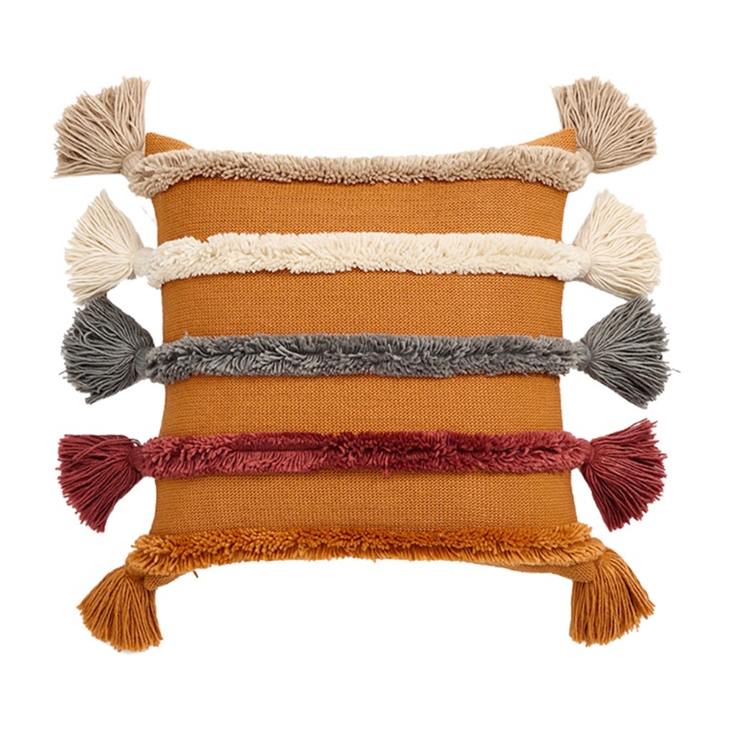 Vỏ Gối Thêu Họa Tiết Sọc Cầu Vồng Phong Cách Bắc Âu