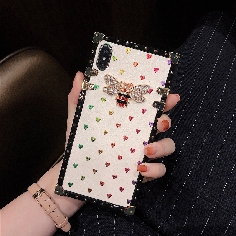 Ốp điện thoại vuông silicon mềm chống rơi vỡ in hình con ong thời trang cá tính cho iPhone 6 6s 11 XS Max 11 Pro Max