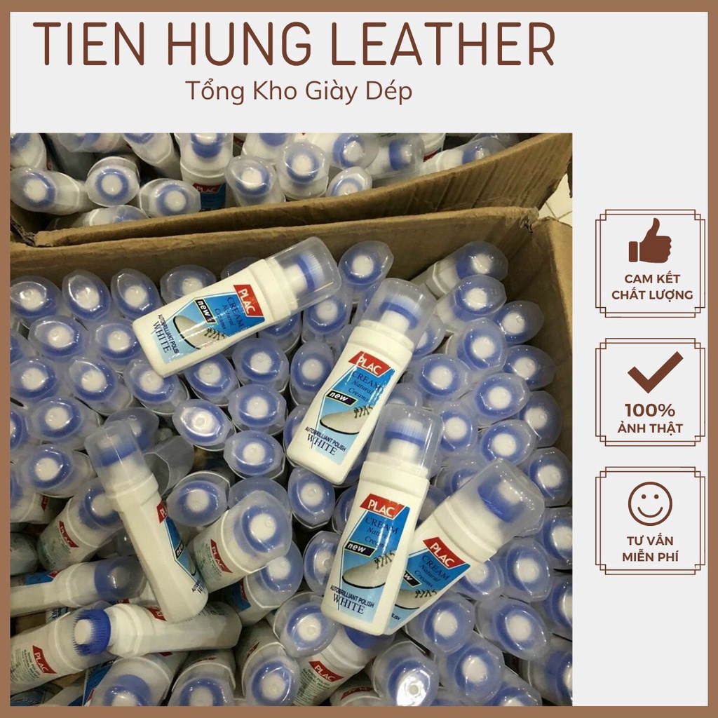Chai tẩy trắng giày, vệ sinh giày dép/ túi xách/ ghế da siêu sạch PLAC có đầu bàn chải tiện lợi