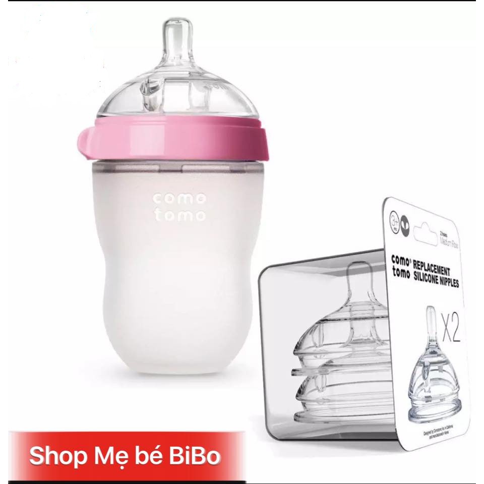 BÌNH SỮA COMMOTOMO 250ML KÈM HỘP 2 NÚM TY THAY THẾ