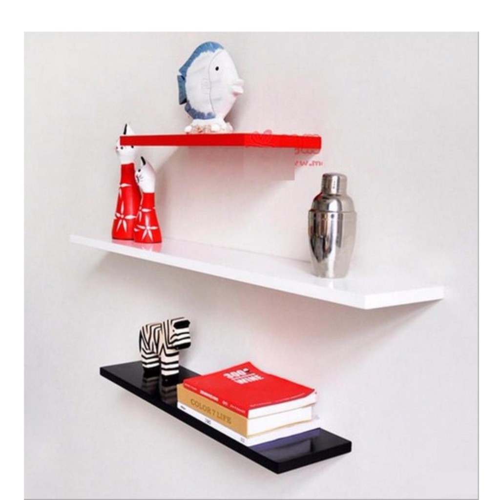 Kệ trang trí 3 thanh ngang dài 40,60,80*15cm màu đỏ-đen-trắng