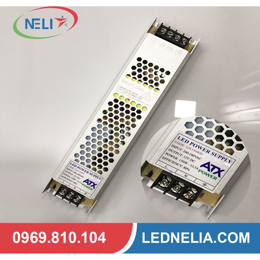 Nguồn 12V siêu mỏng dài chuyên làm hộp đèn, gọn gàng, thẩm mỹ.