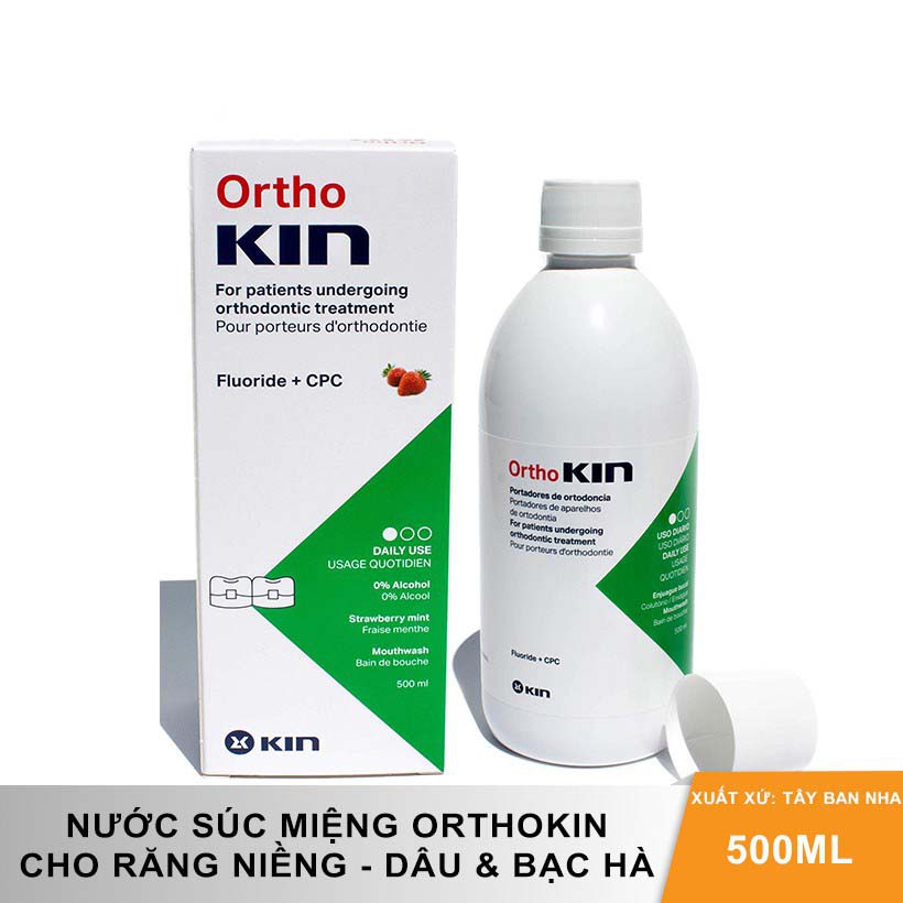 Nước súc miệng dành cho răng niềng, răng chỉnh nha Ortho KIN 500ml [dvcareshop]