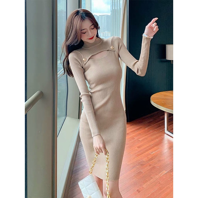 [HOT] Đầm body cổ lọ tay dài họa tiết NG164210