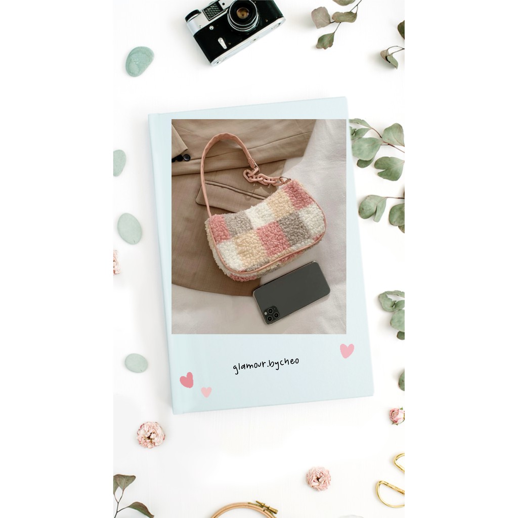 Túi lông cừu Pastel hồng