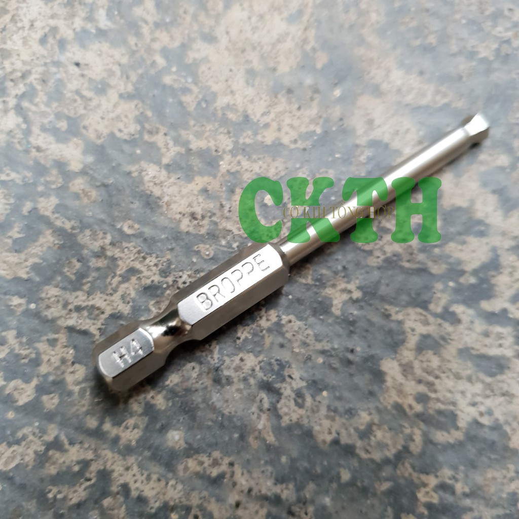 Lục giác bi cao cấp. Đầu lục giác bi bóng H4 dành cho khoan, máy bắn vít loại dài 65mm thương hiệu BROPPE