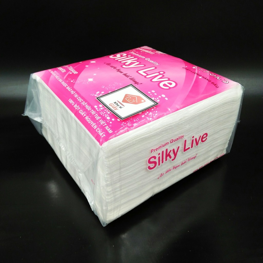 [Mã APSPP1510K giảm 10K đơn 0Đ] KHĂN GIẤY ĂN SILKY LIVE 100 TỜ