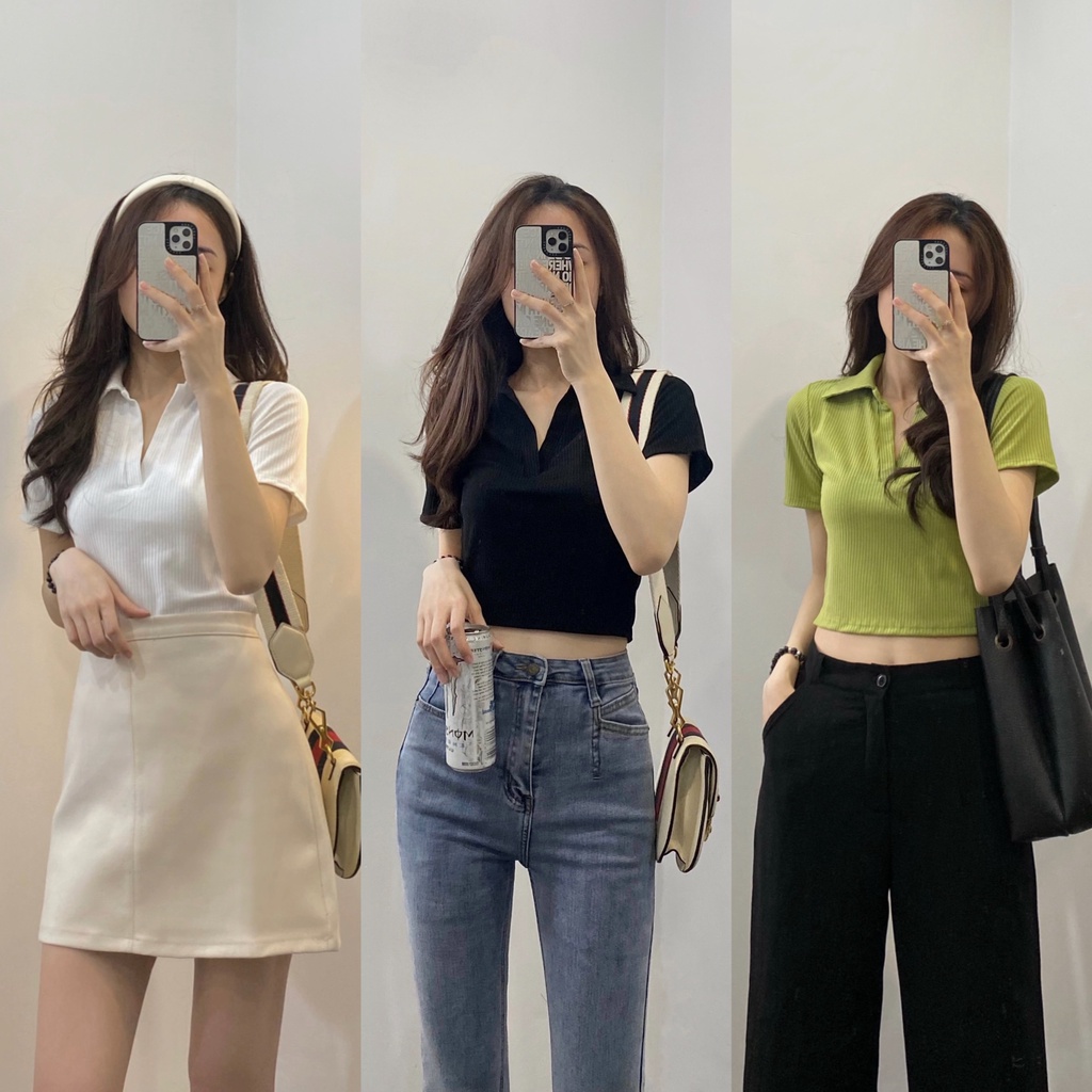 ( Ảnh thật ) A8001 Áo croptop thun gân