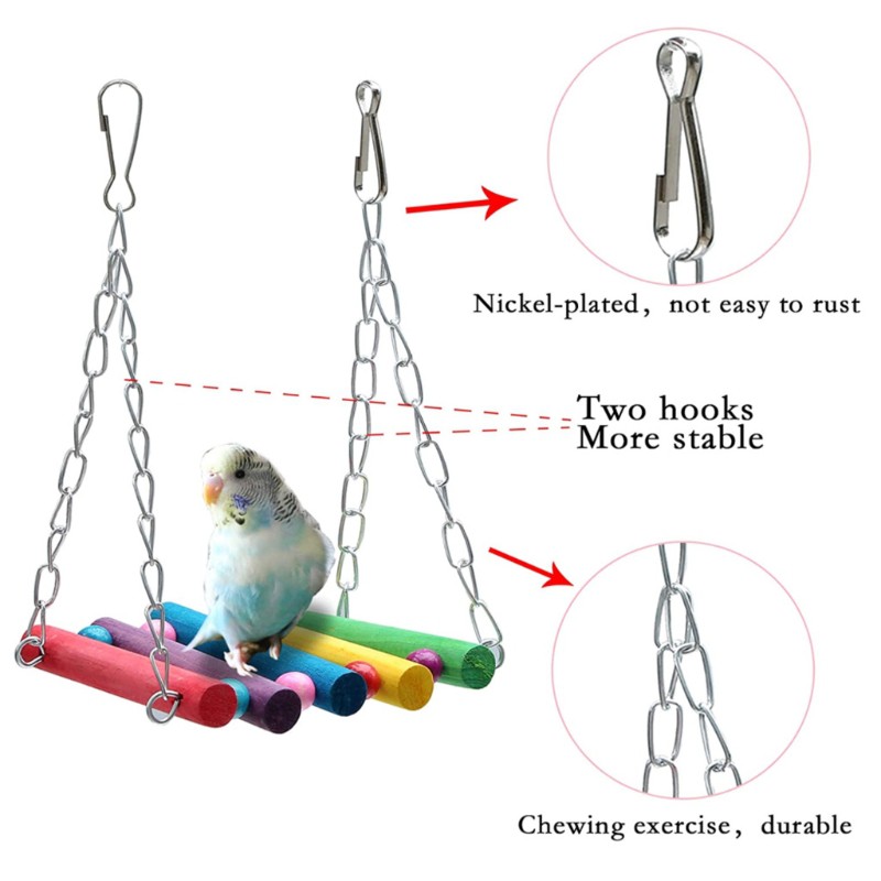 Com* 13 Pcs Bird Parrot Toys Include 7 Hanging Birds Cage Hammock Swing Bell Chew Toy