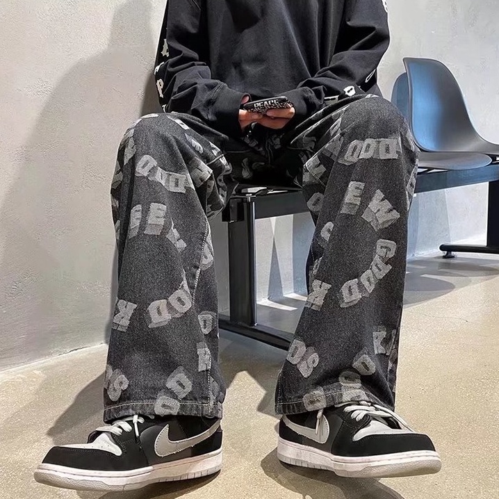Quần jean ống rộng phong cách hip hop dành cho nam