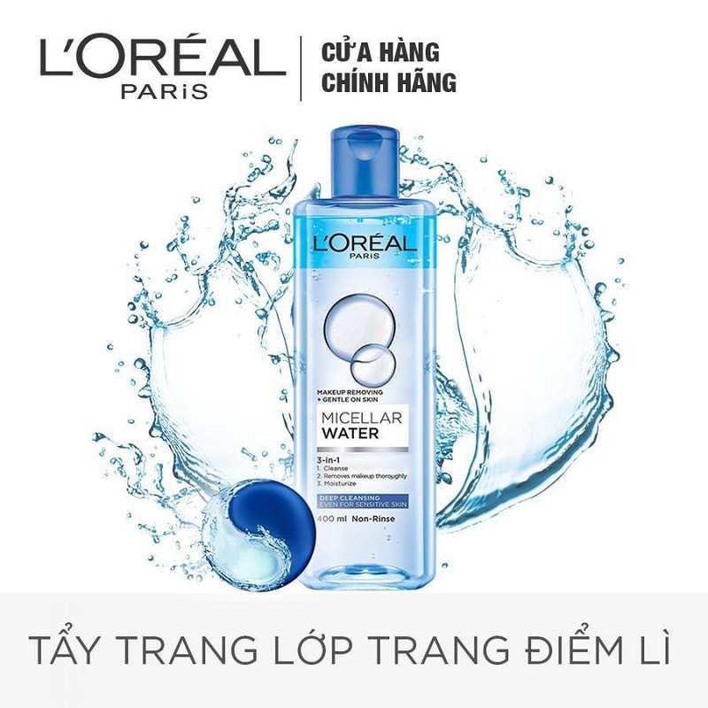 Nước tẩy trang L'Oreal Paris 3-in-1 Micellar Water xanh đậm