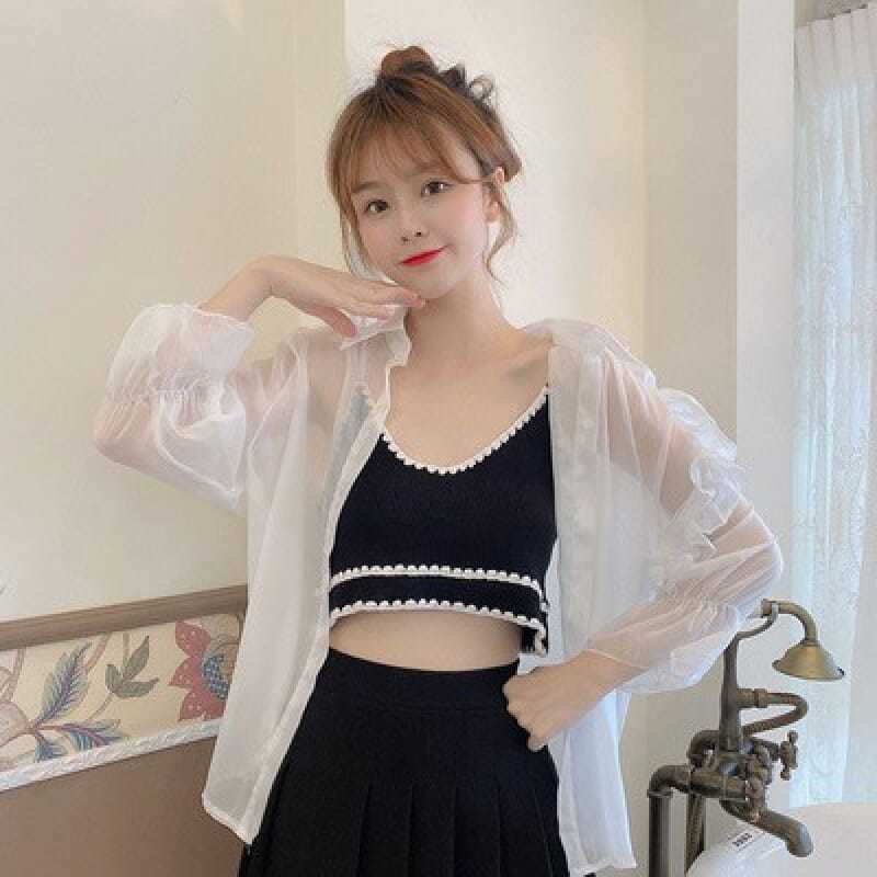 Áo Gile Korean Slim Knitted Sleeveless Short Waistcoat
