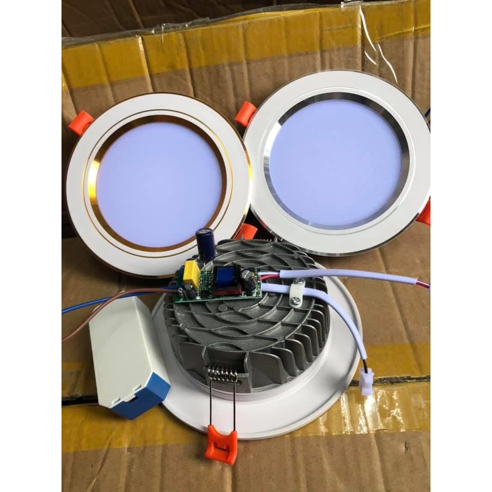 Đèn âm trần 7w 3 màu viền vàng,bạc,phi 90
