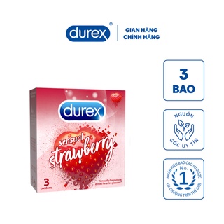 Bao cao su Durex Sensual Strawberry 3 bao hộp