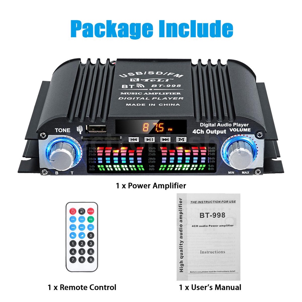 Bộ Khuếch Đại Âm Thanh bluetooth Không Dây Mini 12V Thẻ SD Thẻ U Cho Xe Hơi/Máy Nghe Nhạc MP3