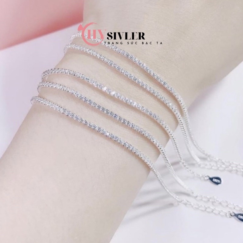 Lắc tay bạc dải đá lắc tay nữ full đá sang chảnh lấp lánh lắc tay nữ bạc thật