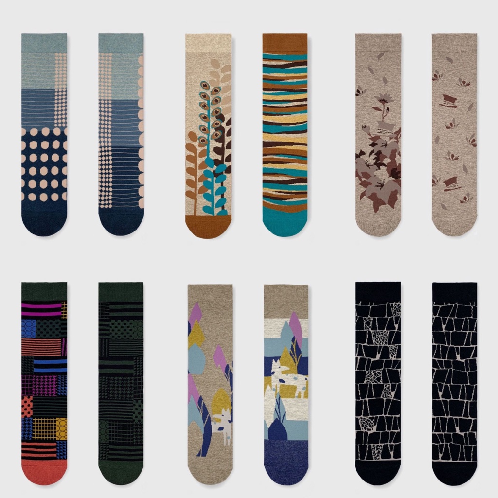 Vớ cotton nữ WAFNHA D128 cổ cao phong cách cổ điển