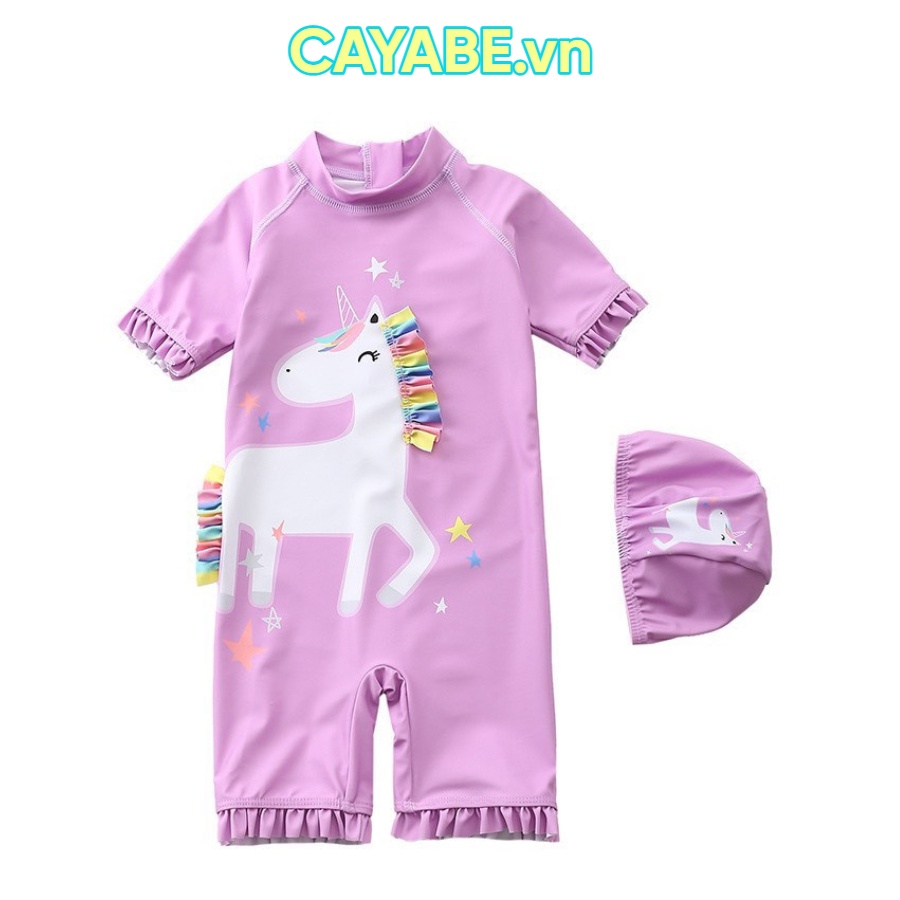 Đồ bơi cho bé gái CAYABE công chúa Elsa, ngựa Pony, ngựa Unicorn, tiên cá, chim hồng hạc (QUẦN ÁO TRẺ EM)