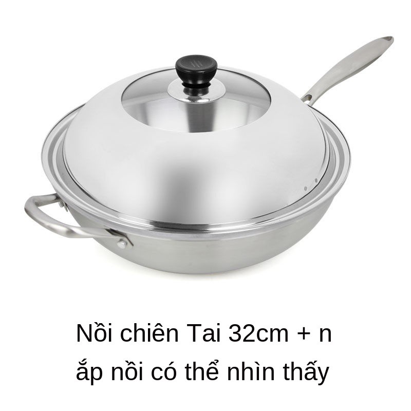 ✲Chảo chống dính không dầu của Đức inox 304 gia dụng tráng nồi nấu bếp từ dùng gas