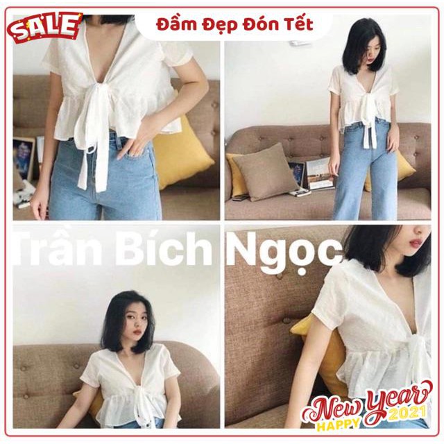 ÁO XINH ĐỘC LẠ BAE TEE - Áo croptop babydoll nơ ngực ulzzang( KÈM ẢNH THẬT TRẢI SÀN )