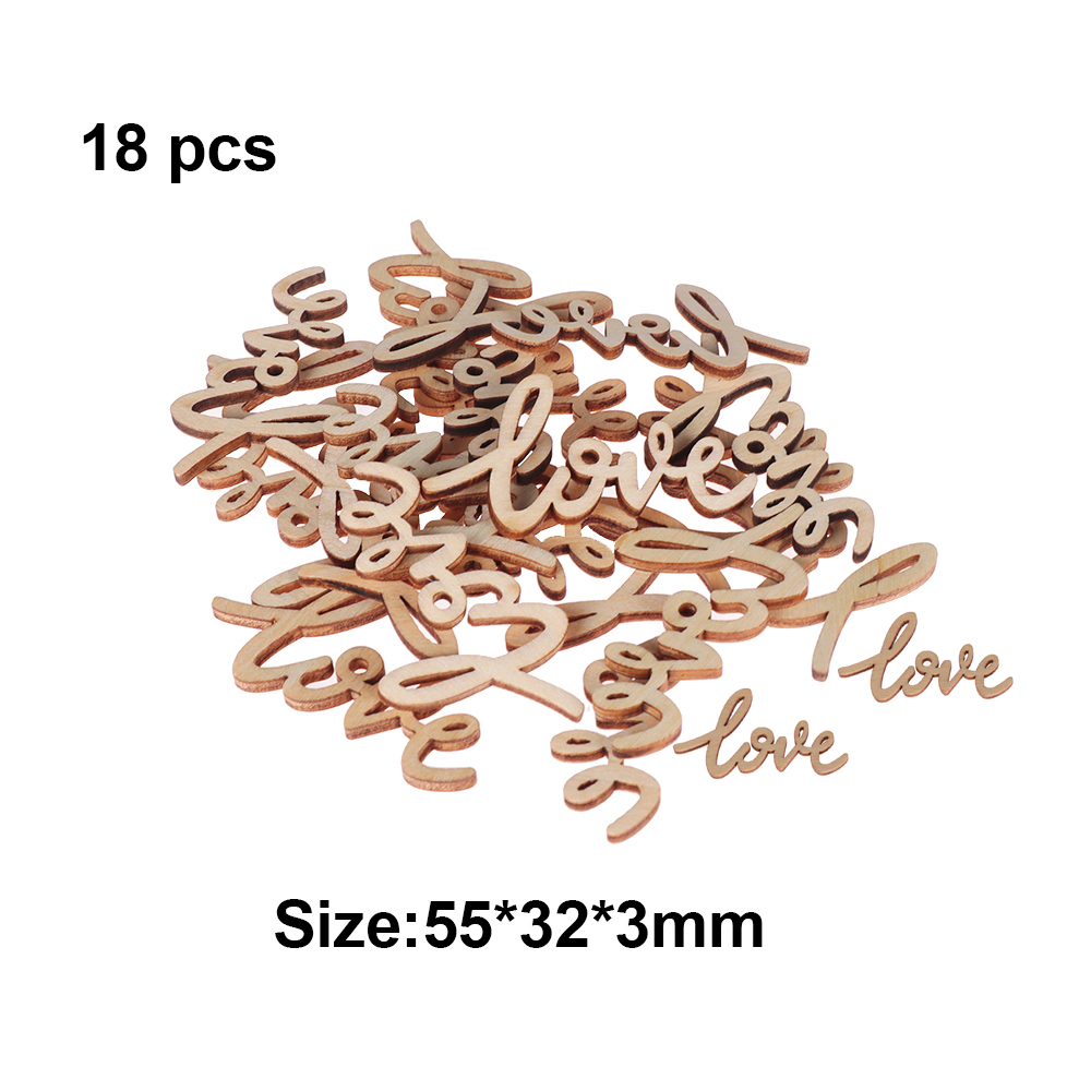 Bộ 18 Miếng Gỗ In Chữ Love Dễ Thương DIY 55mm Trang Trí Bàn Tiệc Cưới