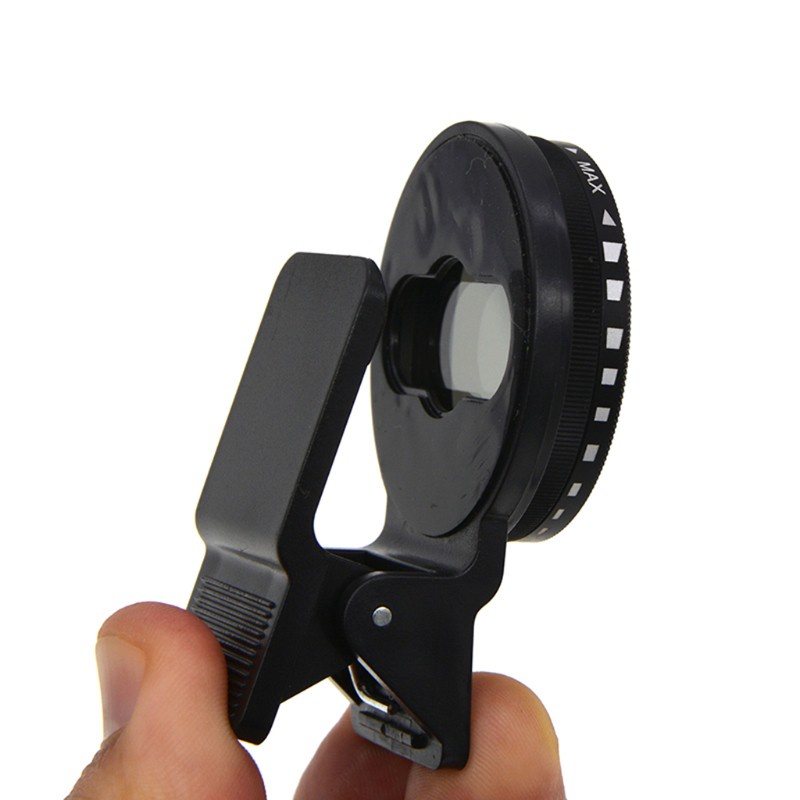 DOU Adjustable 37mm Neutral Density Clip-on ND2 - ND400 Phone Camera Filter Lens for iPhone- Huawei- Samsung- Android- ios Mobile