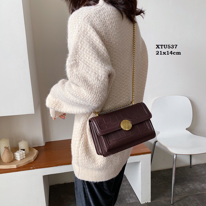 XTU537 XẢ HÀNG  Túi da Pu chần đeo chéo xịn xò